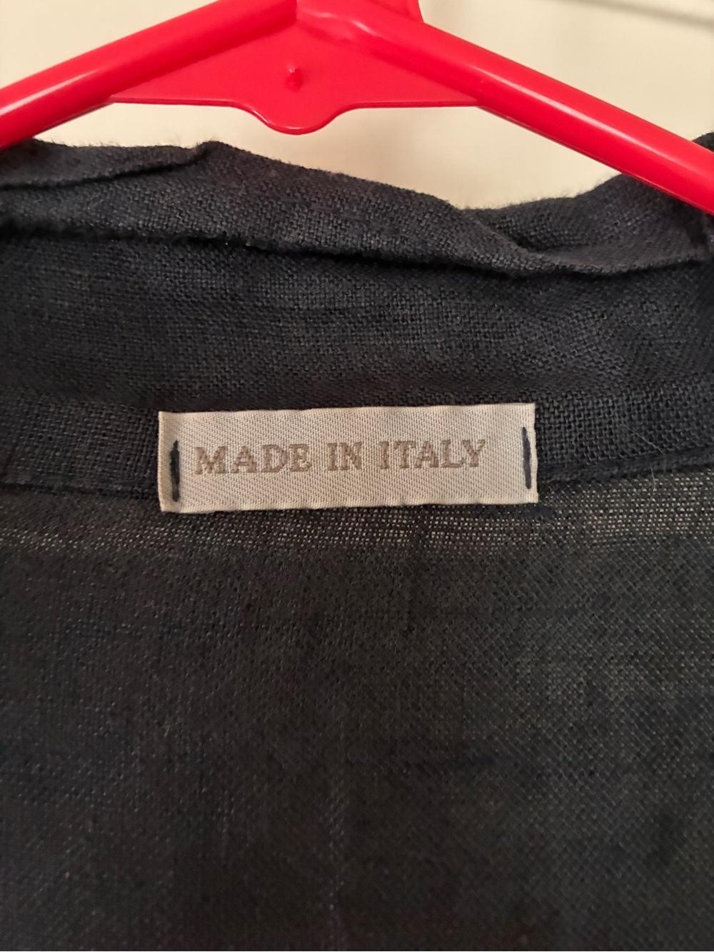 Navy Italian linen midi length Shirt Dress with Tie Waist - Picture 3 of 4